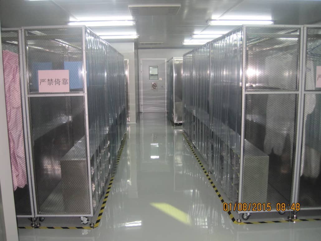 Gowning Room Cleanroom gowning area at Marian facility