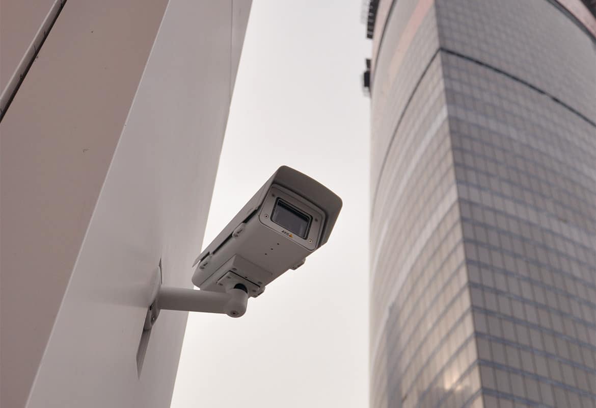Outdoor security cameras use zone laminated adhesive die cut by Marian.