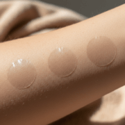 Arm with wearable medical adhesive patches